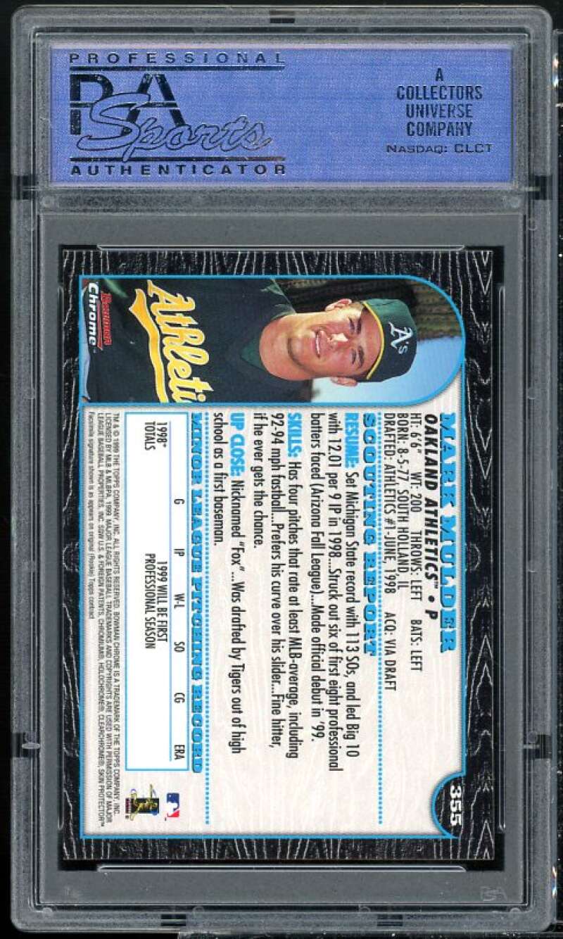 Mark Mulder Rookie Card 1999 Bowman Chrome #355 PSA 9 Image 2