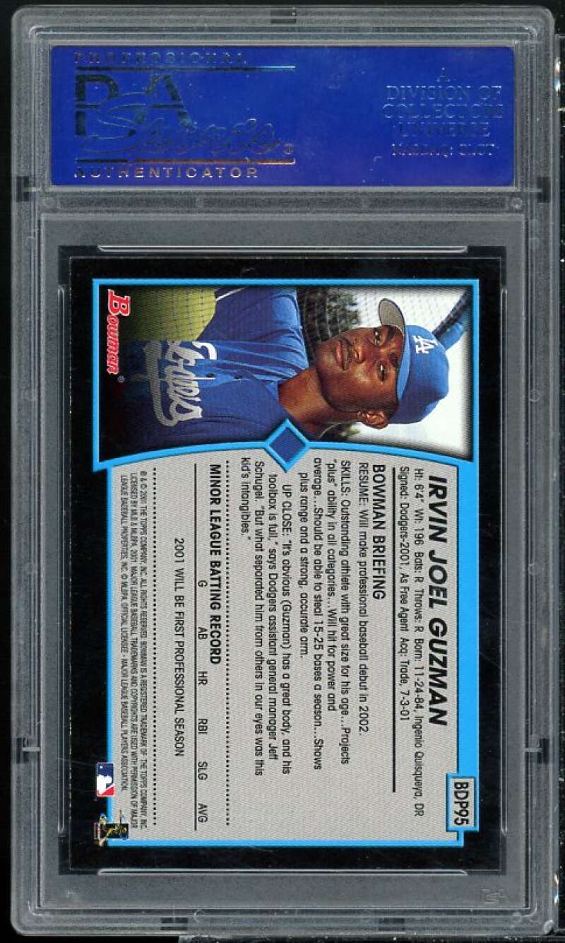 Irvin Guzman Rookie Card 2001 Bowman Draft Picks #95 PSA 10 Image 2