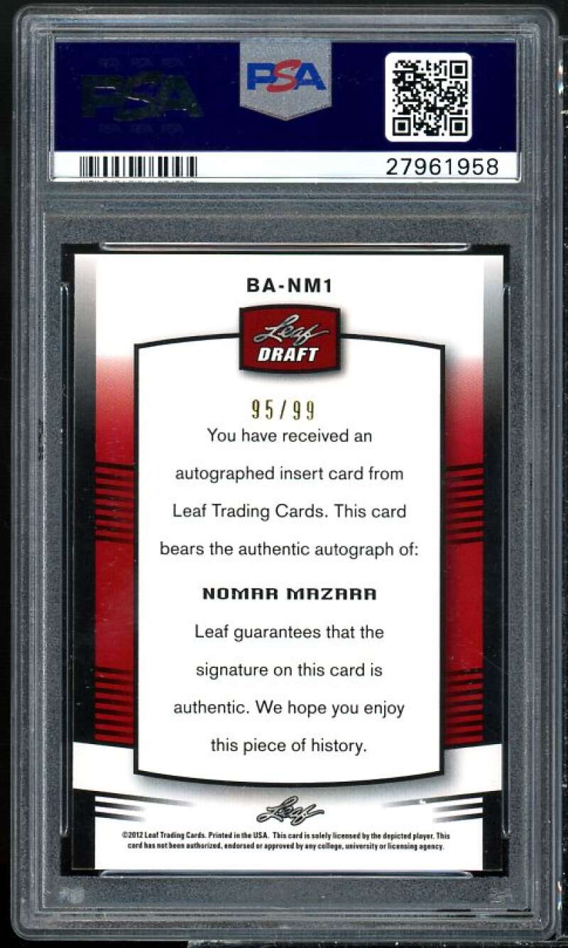 Nomar Mazara Rookie Card 2012 Leaf Metal Autograph Prismatic #NM1 PSA 9 Image 2