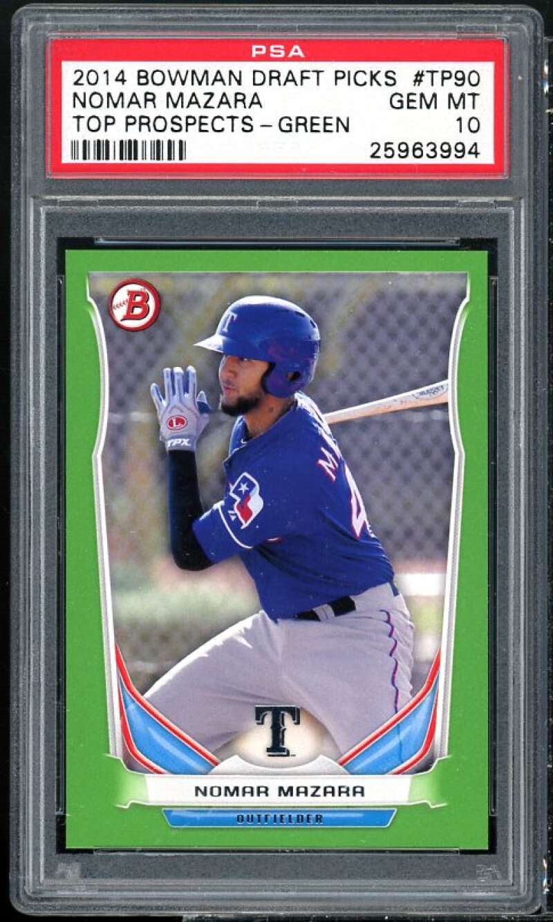 Nomar Mazara Rookie 2014 Bowman Draft Picks Top Prospects Green #TP-90 PSA 10 Image 1