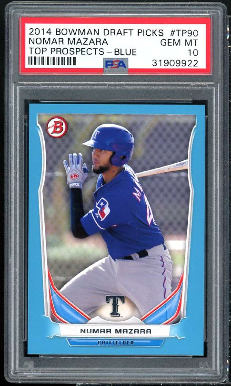 Nomar Mazara Rookie 2014 Bowman Draft Picks Top Prospects Blue #TP-90 PSA 10 Image 1