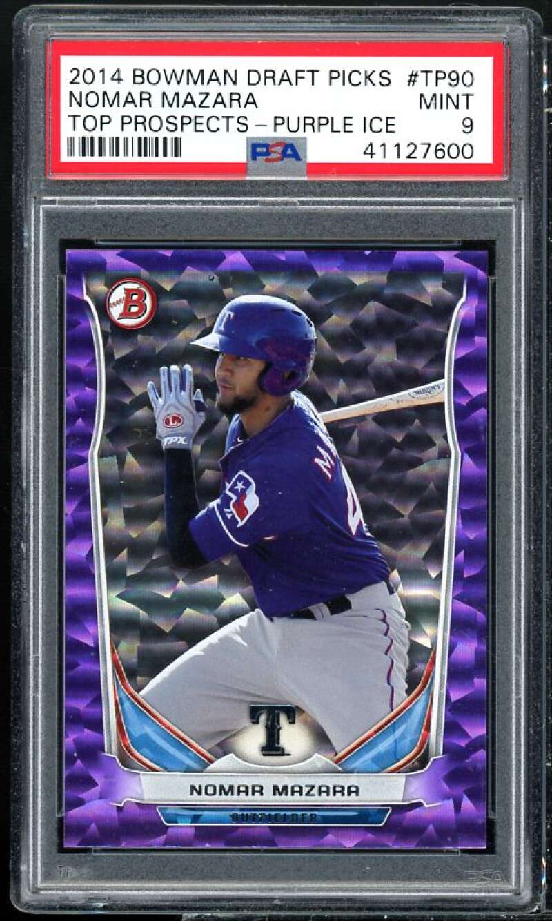 Nomar Mazara Rookie 2014 Bowman Draft Picks Top Prospects Purple Ice #90 PSA 9 Image 1