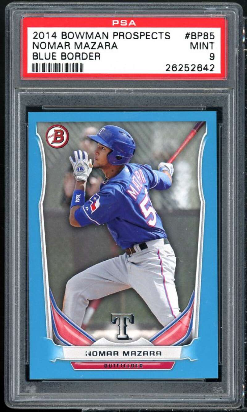 Nomar Mazara Rookie Card 2014 Bowman Prospects Blue Border #BP85 PSA 9 Image 1