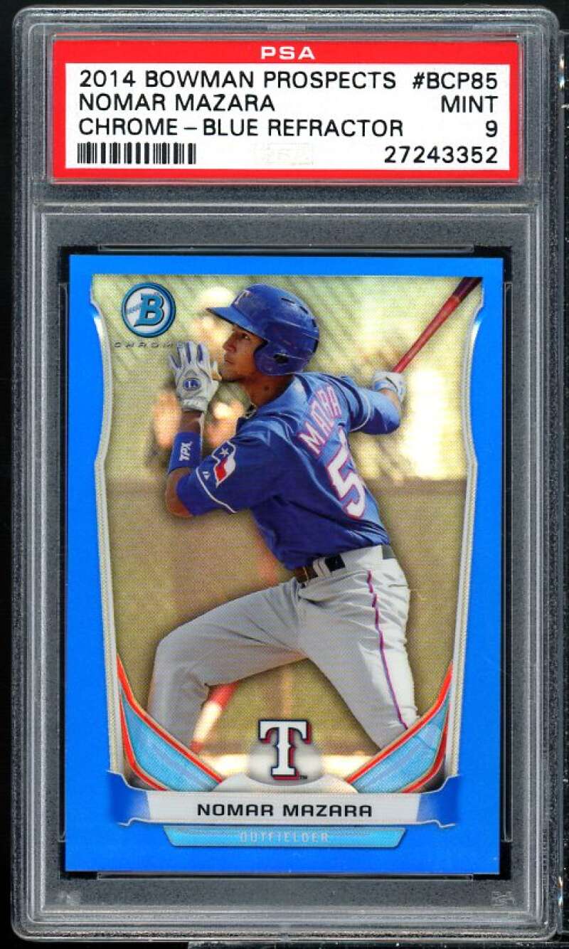 Nomar Mazara RC 2014 Bowman Chrome Prospects Blue Refractors #BCP85 PSA 9 Image 1