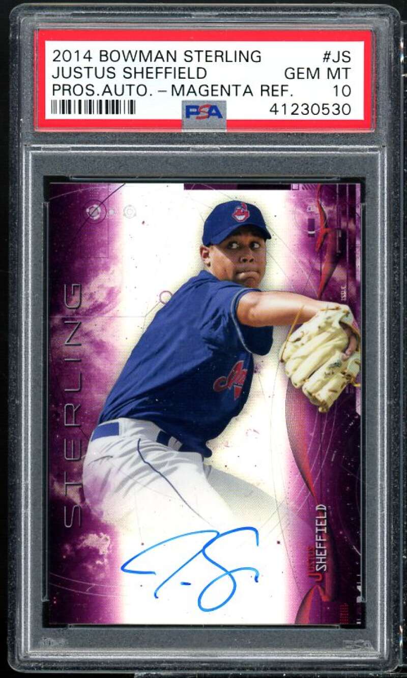 Justus Sheffield Rookie 2014 Bowman Sterling Pros Auto Magenta Ref #JS PSA 10 Image 1