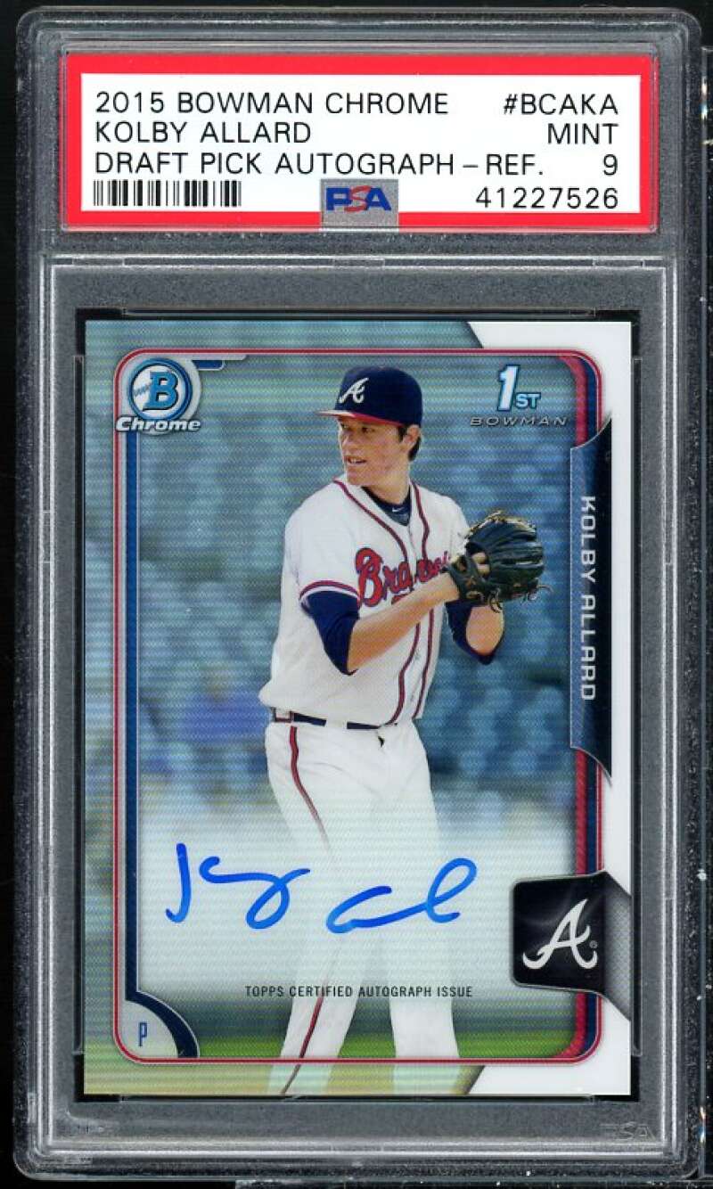 Kolby Allard Rookie Card 2015 Bowman Chrome Draft Pick Auto Ref #BCA-KA PSA 9 Image 1