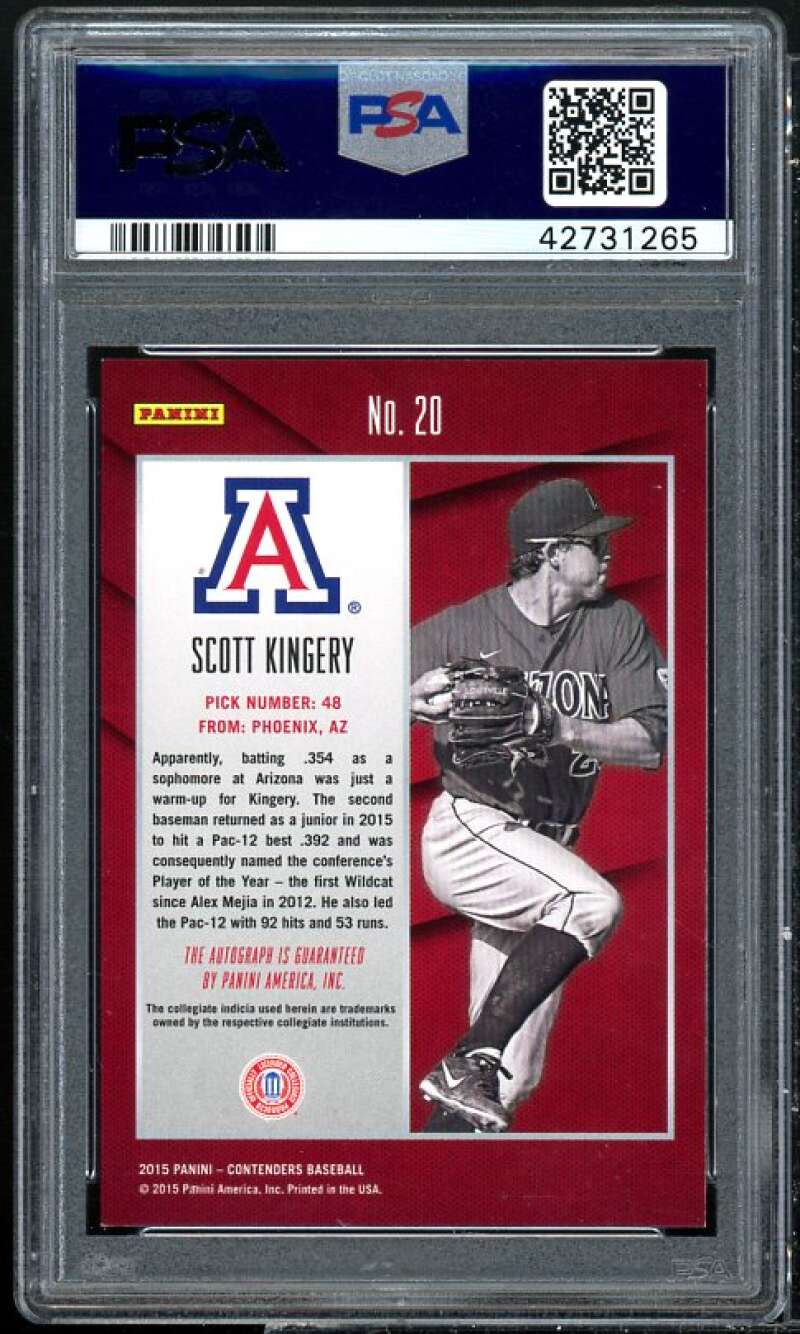 Scott Kingery Rookie 2015 Panini Contenders College Ticket Autographs #20 PSA 8 Image 2