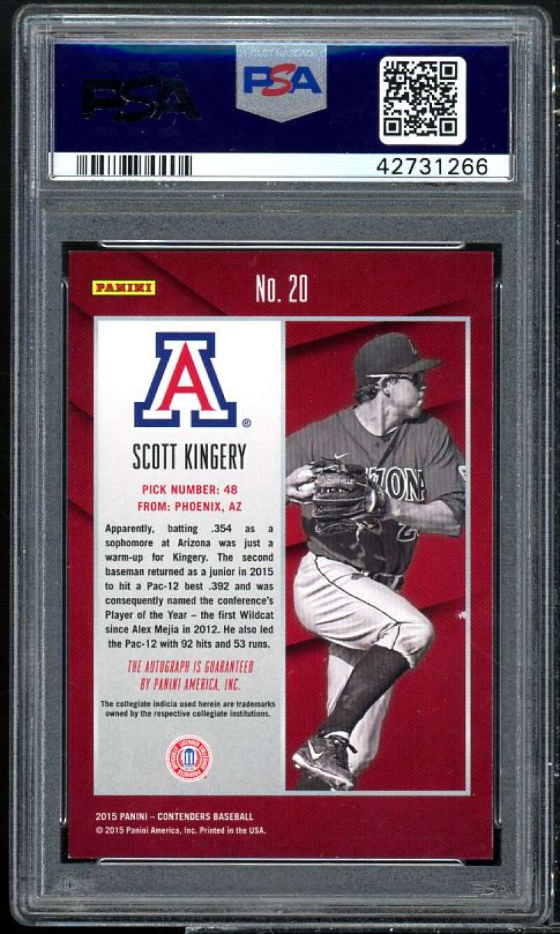 Scott Kingery Rookie 2015 Panini Contenders College Ticket Autographs #20 PSA 9 Image 2