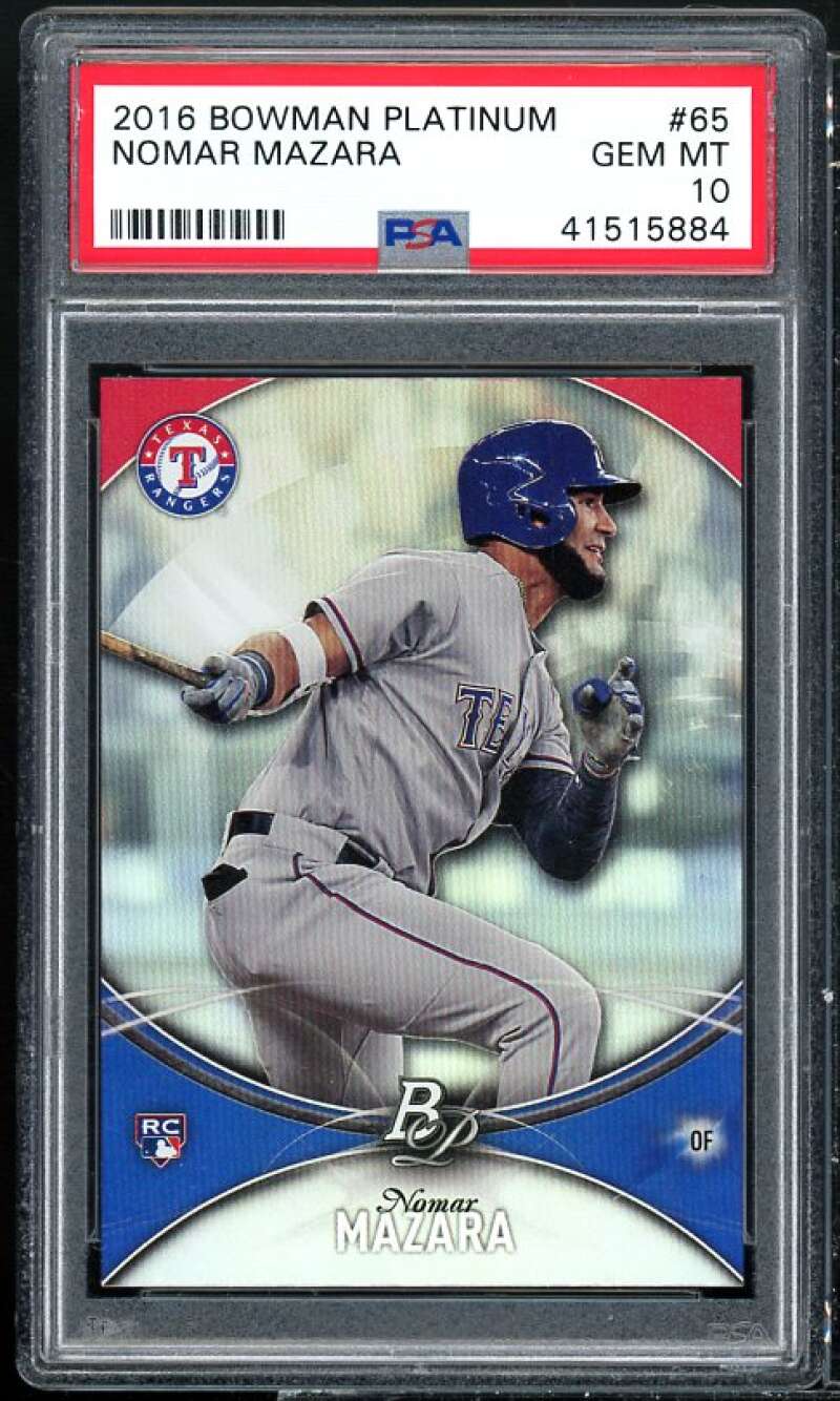 Nomar Mazara Rookie Card 2016 Bowman Platinum #65 PSA 10 Image 1