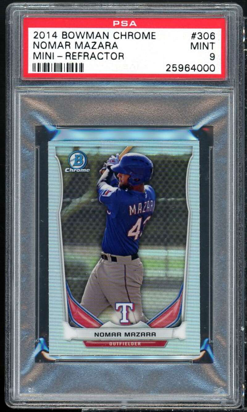 Nomar Mazara Rookie Card 2014 Bowman Chrome Mini Refractor #306 PSA 9 Image 1