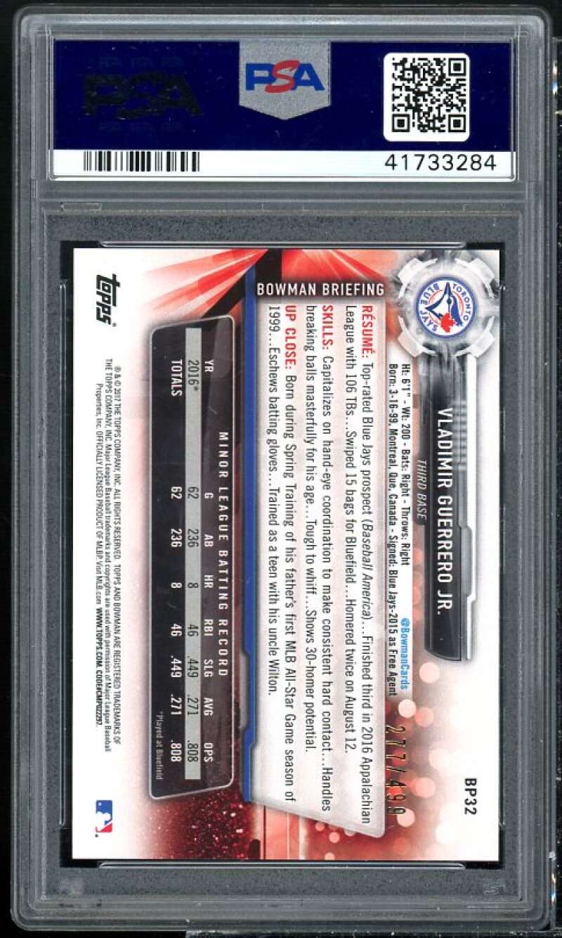 Vladimir Guerrero Card 2017 Bowman Prospects Silver #BP32 PSA 9 Image 2