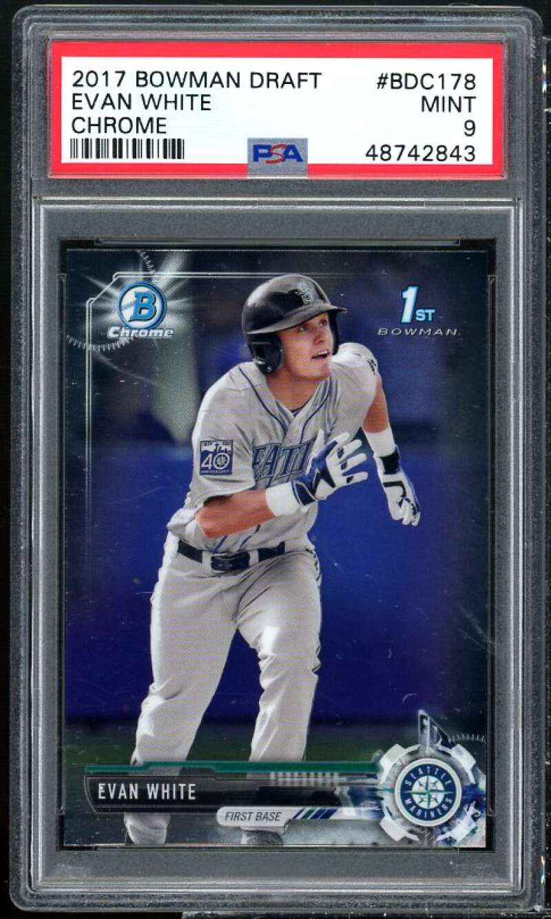 Evan White Rookie Card 2017 Bowman Draft Chrome #BDC-178 PSA 9 Image 1