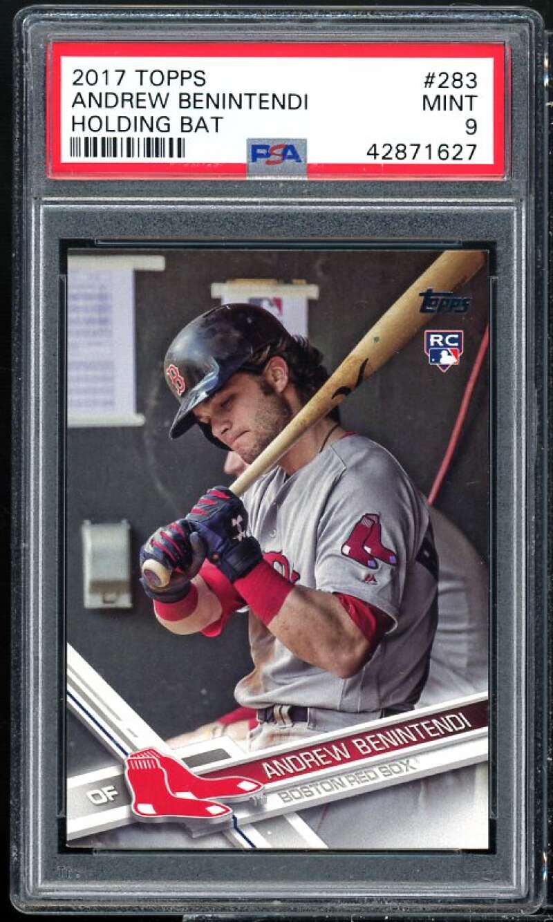 Andrew Benintendi Rookie Card 2017 Topps Holding Bat #283 PSA 9 Image 1