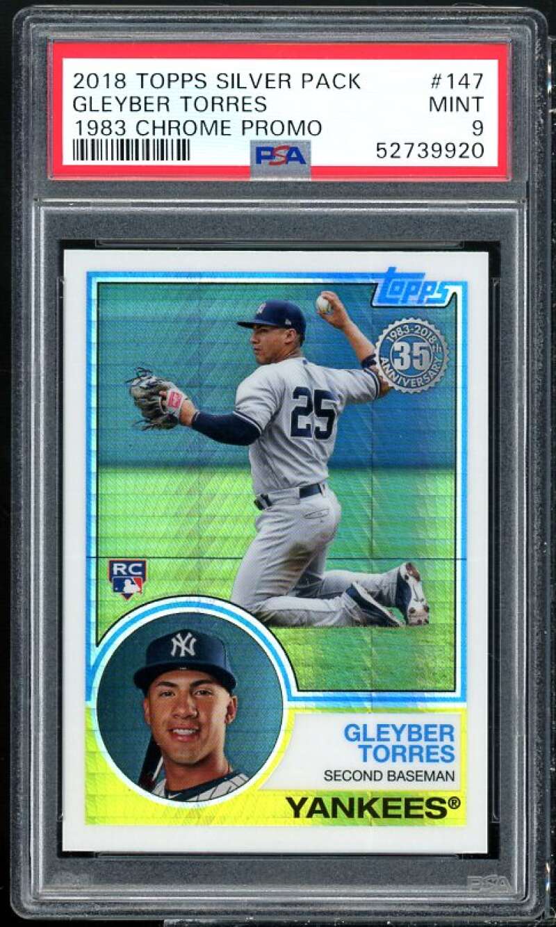 Gleyber Torres Rookie Card 2018 Topps Silver Pack 1983 Chrome Promo #147 PSA 9 Image 1