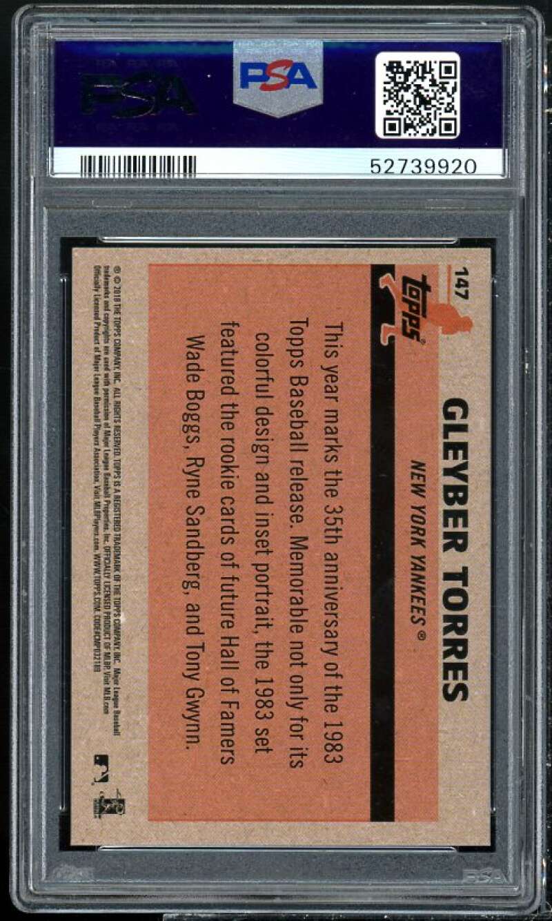 Gleyber Torres Rookie Card 2018 Topps Silver Pack 1983 Chrome Promo #147 PSA 9 Image 2