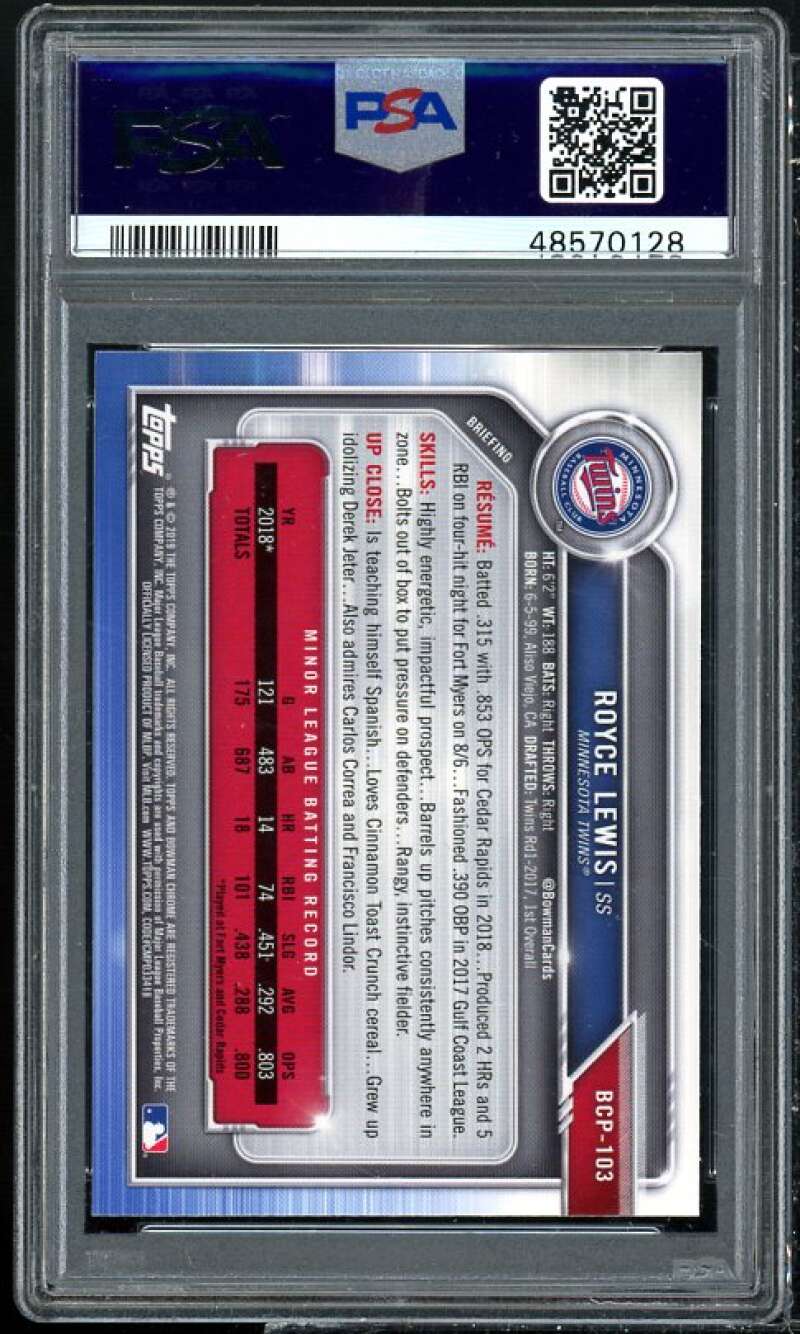 Royce Lewis Card 2017 Bowman Mega Box Chrome #103 PSA 9 Image 2