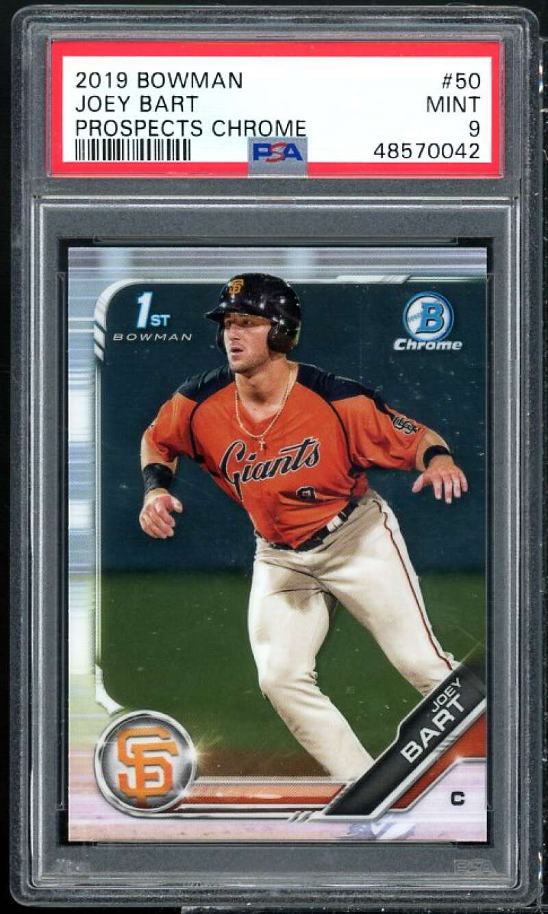 Joe Bart Rookie Card 2019 Bowman Prospects Chrome #50 PSA 9 Image 1