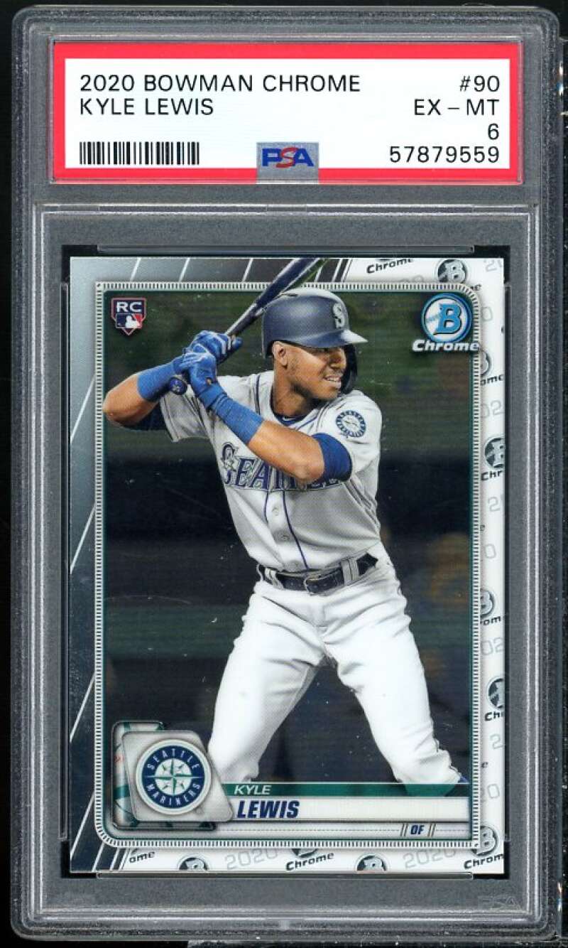 Kyle Lewis Rookie Card 2020 Bowman Chrome #90 PSA 6 Image 1