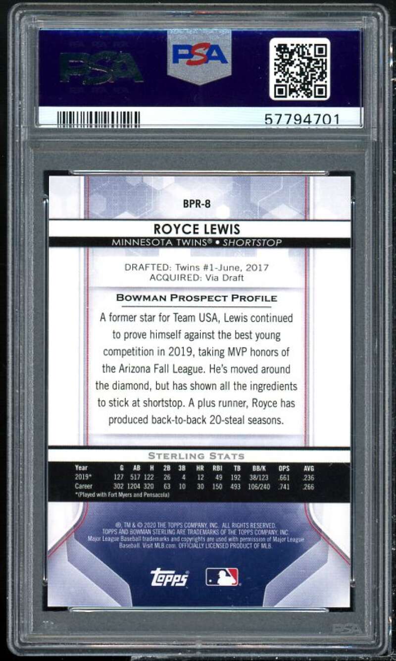 Royce Lewis Card 2020 Bowman Sterling Speckle Refractor #BPR-8 PSA 10 Image 2