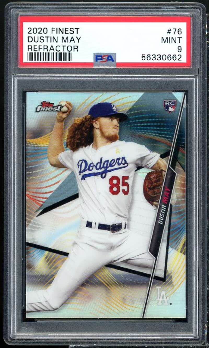 Dustin May Rookie Card 2020 Finest Refractor #76 PSA 9 Image 1