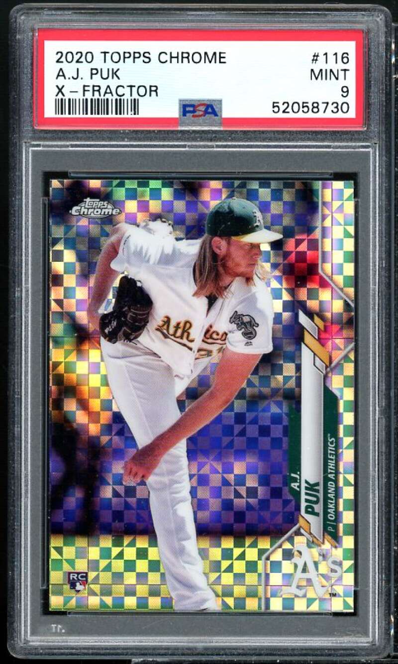 A.J. Puk Rookie Card 2020 Topps Chrome X-Fractor #116 PSA 9 Image 1