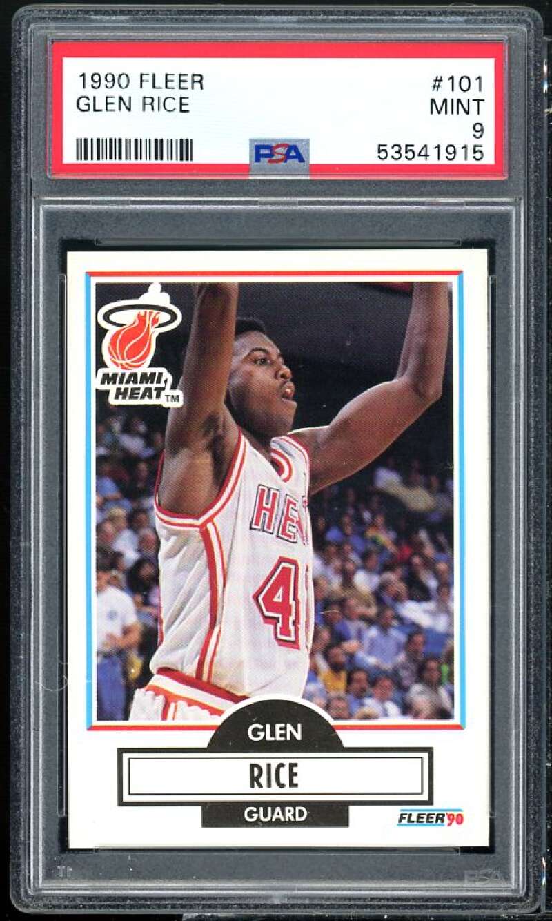 Glen Rice Rookie Card 1990-91 Fleer #101 PSA 9 Image 1