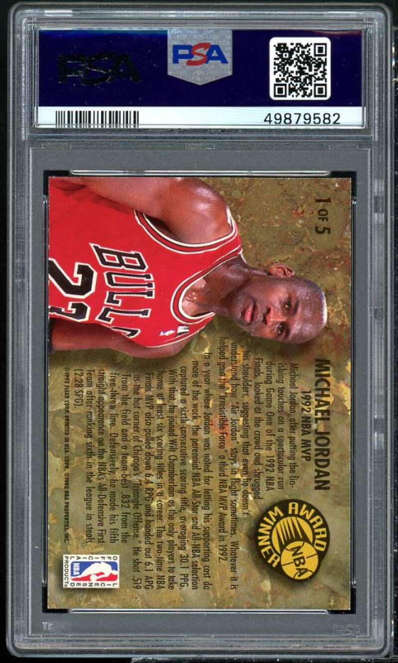 Michael Jordan Card 1992-93 Ultra Award Winner #1 PSA 7 Image 2