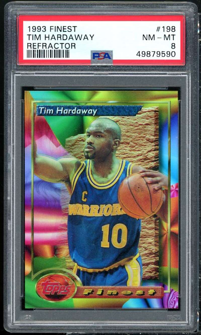 Tim Hardaway Card 1993-94 Finest Refractor #198 PSA 8 Image 1