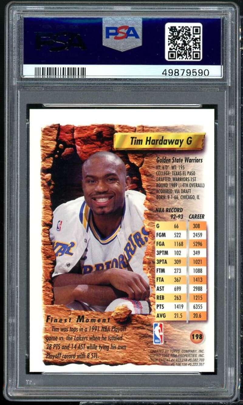 Tim Hardaway Card 1993-94 Finest Refractor #198 PSA 8 Image 2