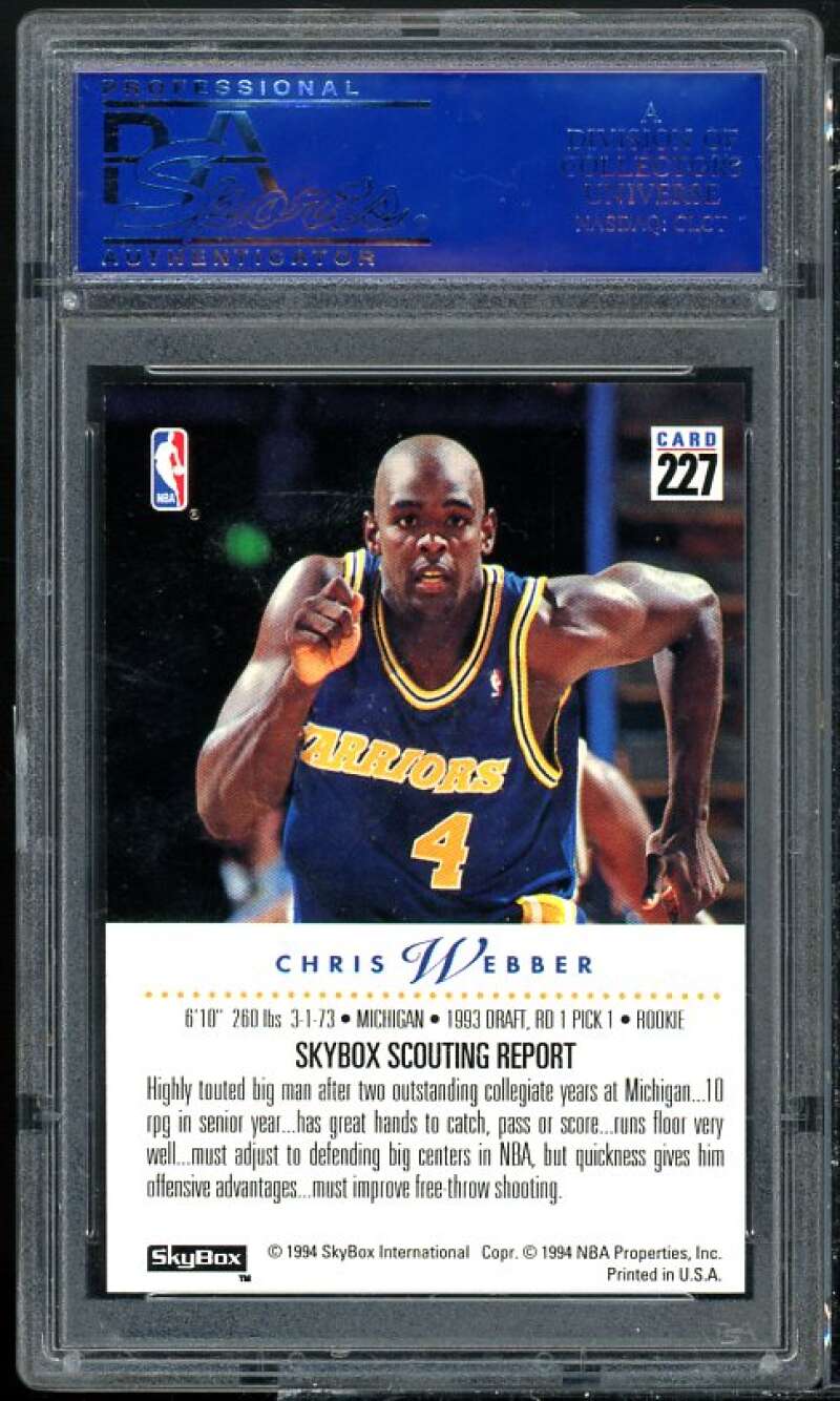 Chris Webber Rookie Card 1993-94 SkyBox #227 PSA 9