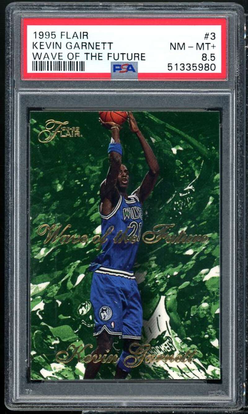 Kevin Garnett Rookie Card 1995-96 Flair Wave Of The Future #3 PSA 8.5 Image 1