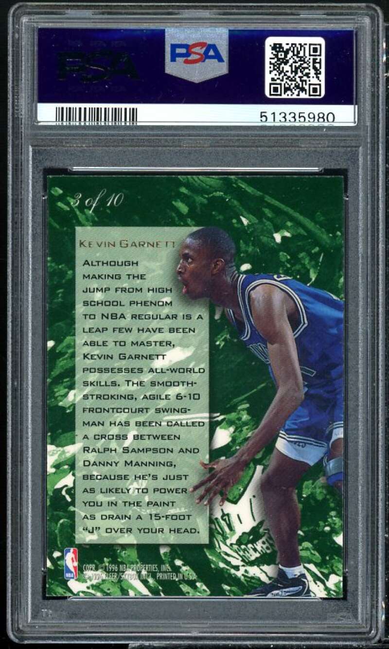 Kevin Garnett Rookie Card 1995-96 Flair Wave Of The Future #3 PSA 8.5 Image 2