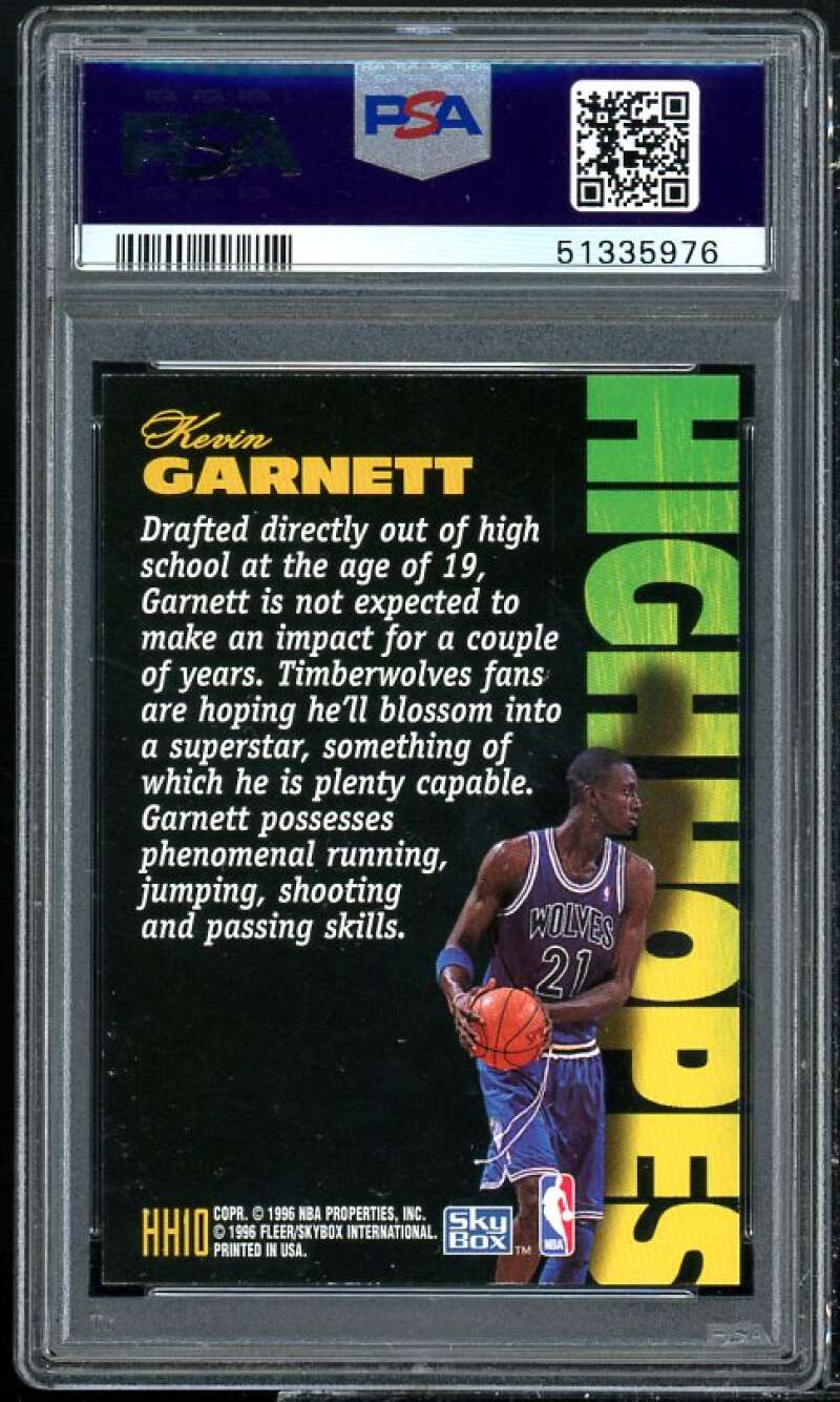 Kevin Garnett Rookie Card 1995-96 SkyBox Premium High Hopes #hh10 PSA 8 Image 2