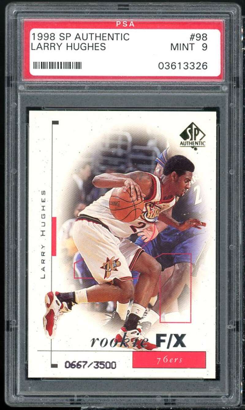 Larry Hughes Rookie Card 1998-99 SP Authentic #98 PSA 9 Image 1