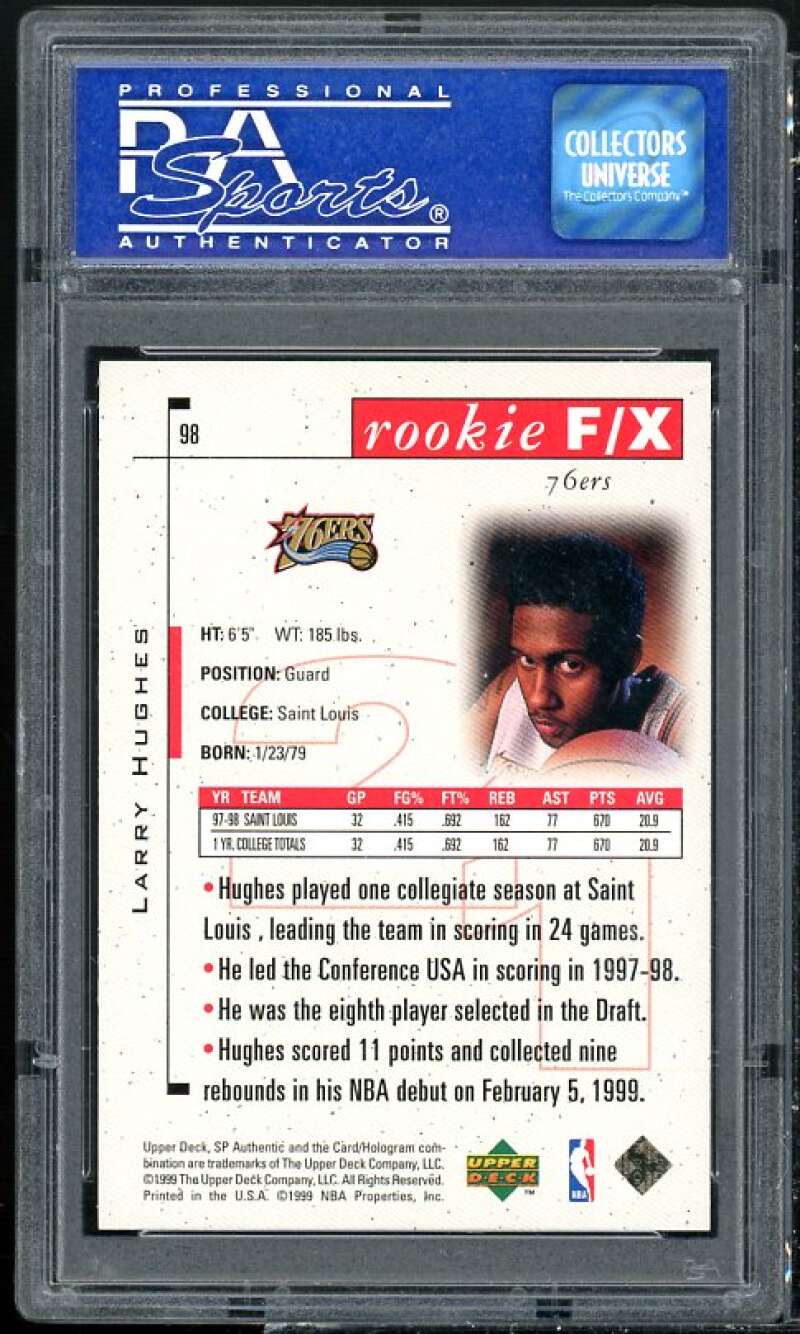 Larry Hughes Rookie Card 1998-99 SP Authentic #98 PSA 9 Image 2