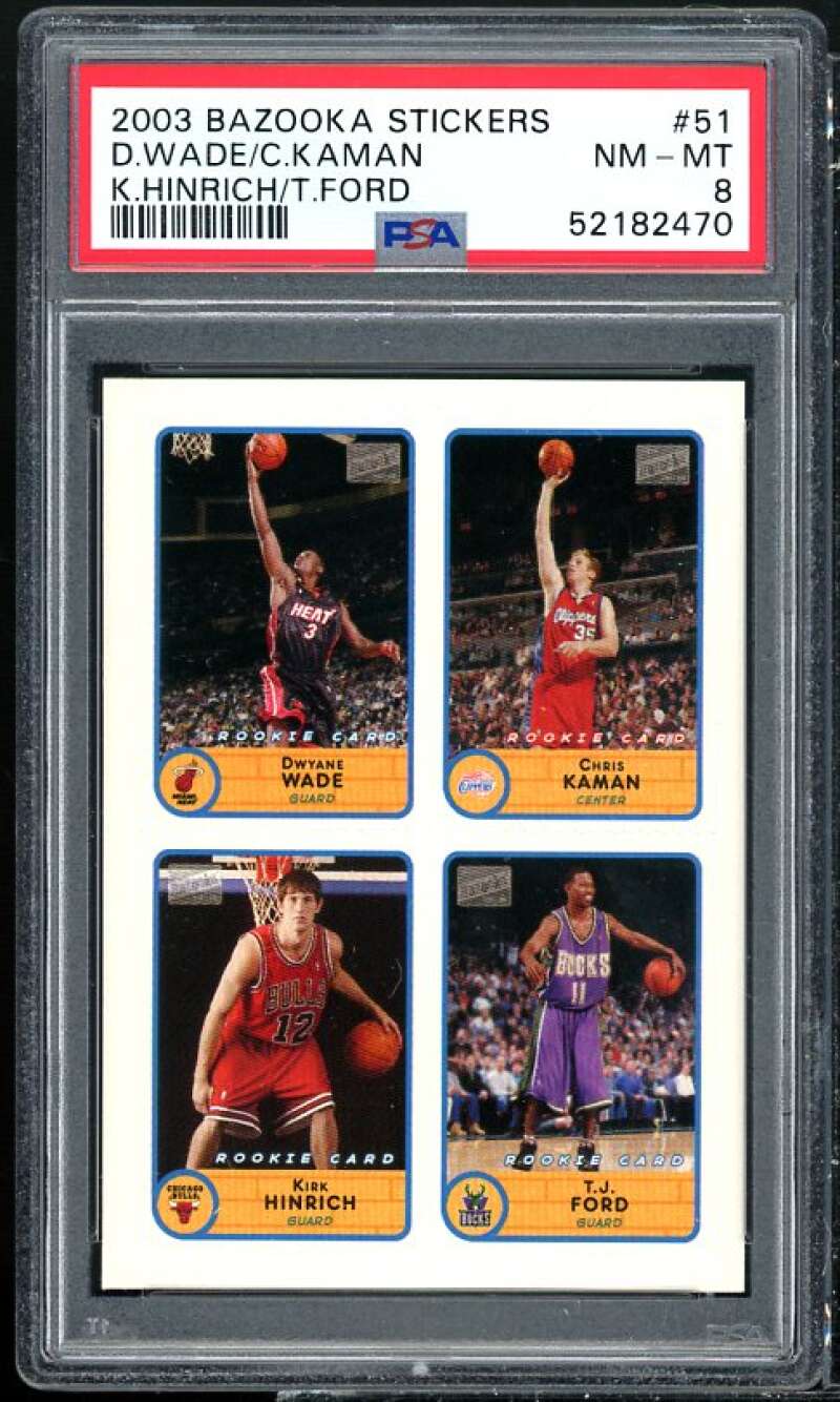 Dwyane Wade Rookie Card 2003-04 Bazooka Stickers #51 PSA 8 Image 1