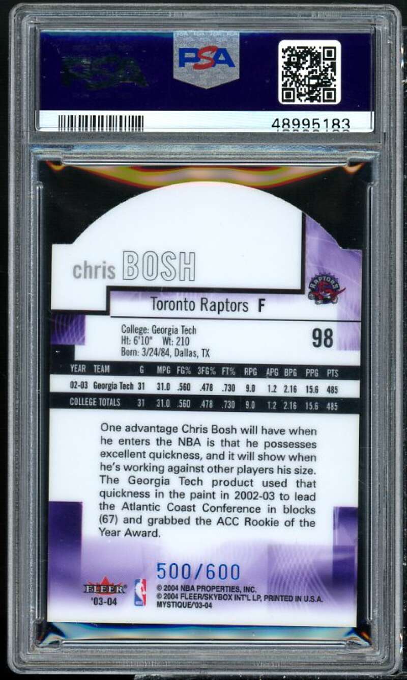 Chris Bosh Rookie Card 2003-04 Fleer Mystique Die-Cut #109 PSA 8 Image 2