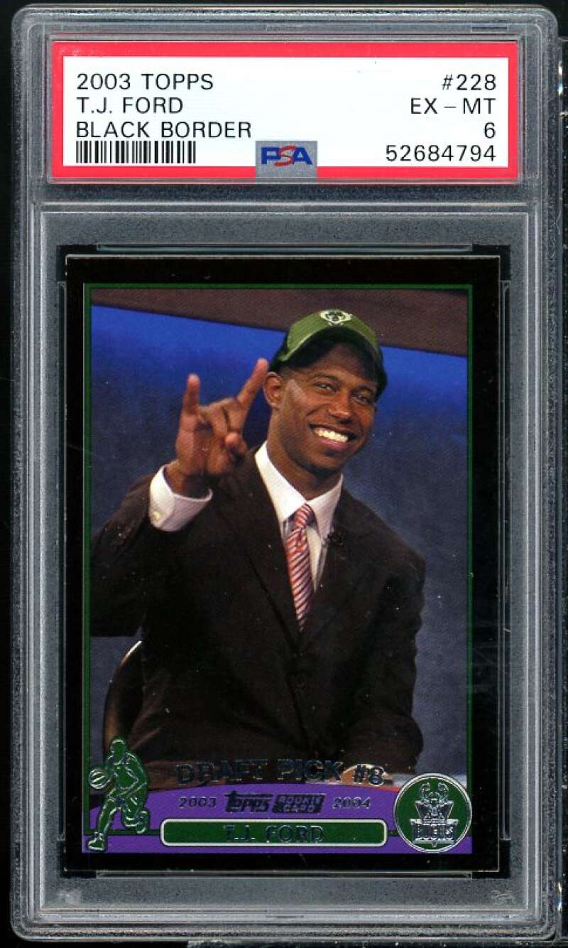 T.J. Ford Rookie Card 2003-04 Topps Black Border #228 PSA 6 Image 1