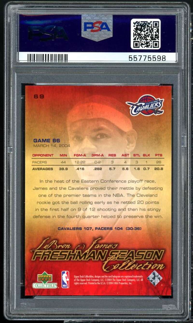 LeBron James Rookie Card 2003 UD Collectibles Freshman Season #69 PSA 7 Image 2