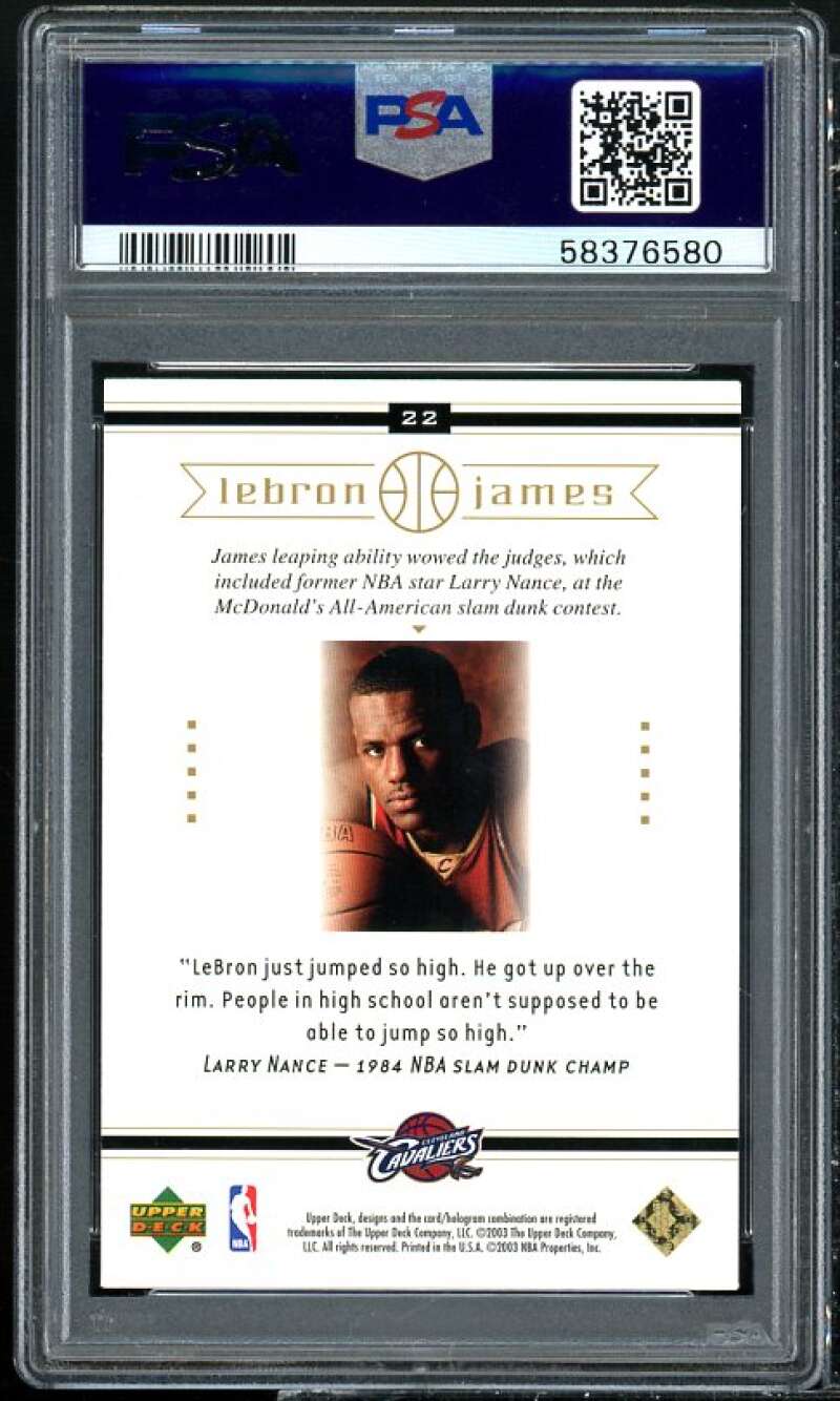 LeBron James Rookie Card 2003 Upper Deck LeBron James Box Set #22 PSA 8 Image 2
