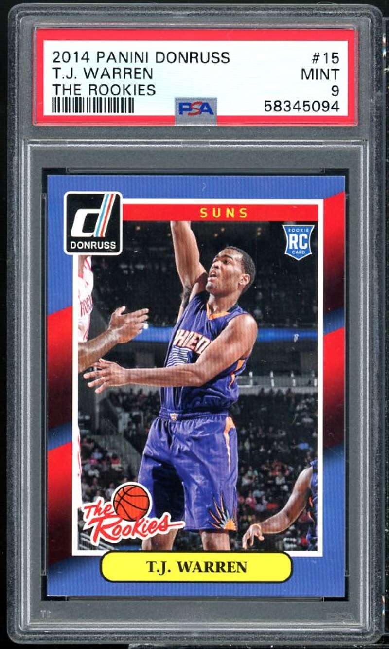 T.J. Warren Rookie Card 2014-15 Panini Donruss The Rookies #15 PSA 9 Image 1