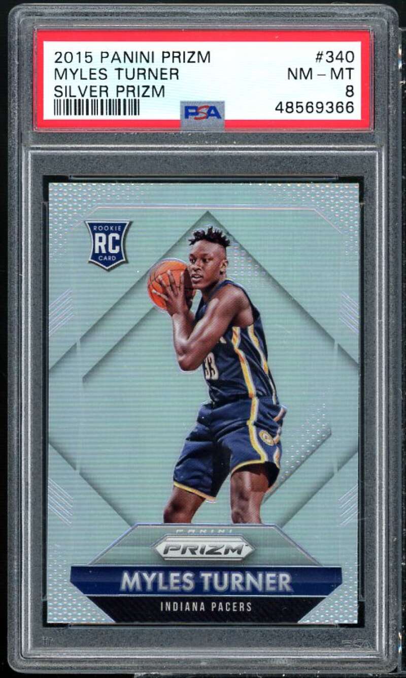 Myles Turner Rookie Card 2015-16 Panini Prizm Silver Prizm #340 PSA 8 Image 1