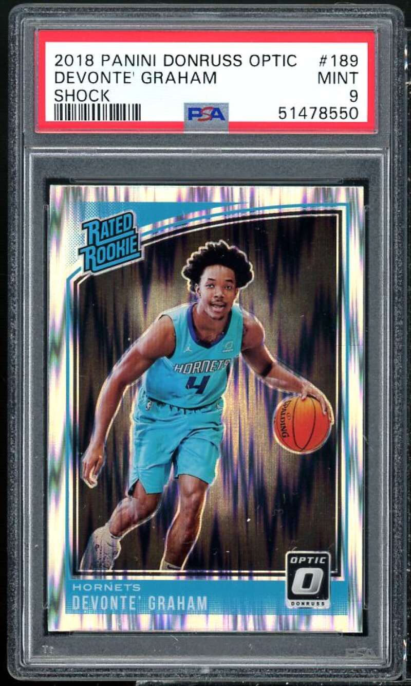 Devonte' Graham Rookie Card 2018-19 Panini Donruss Optic Shock #189 PSA 9 Image 1