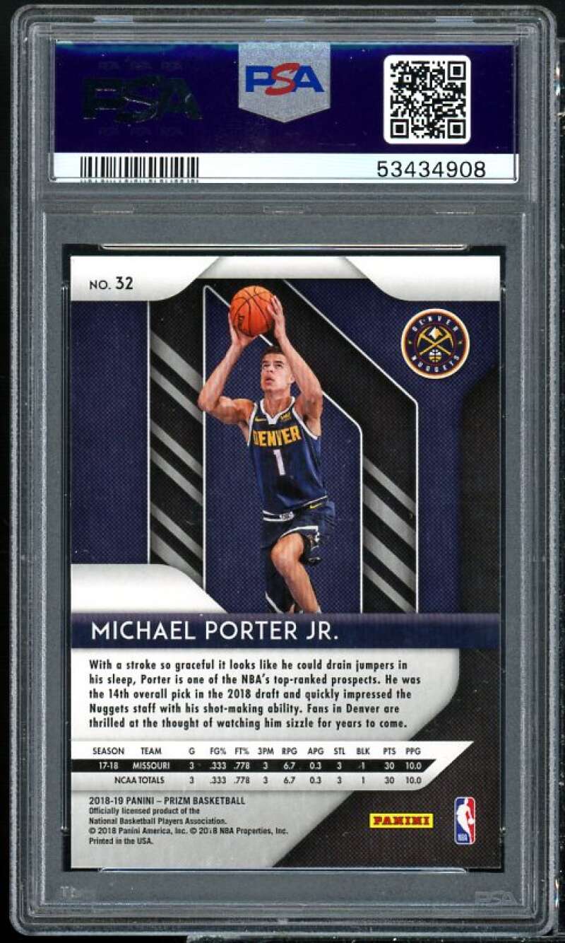 Michael Porter Jr. Rookie Card 2018-19 Panini Prizm #32 PSA 8 Image 2