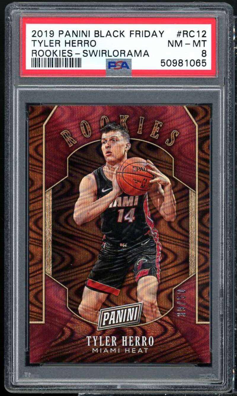 Tyler Herro Rookie Card 2019-20 Panini Black Friday Swirlorama #rc12 PSA 8 Image 1