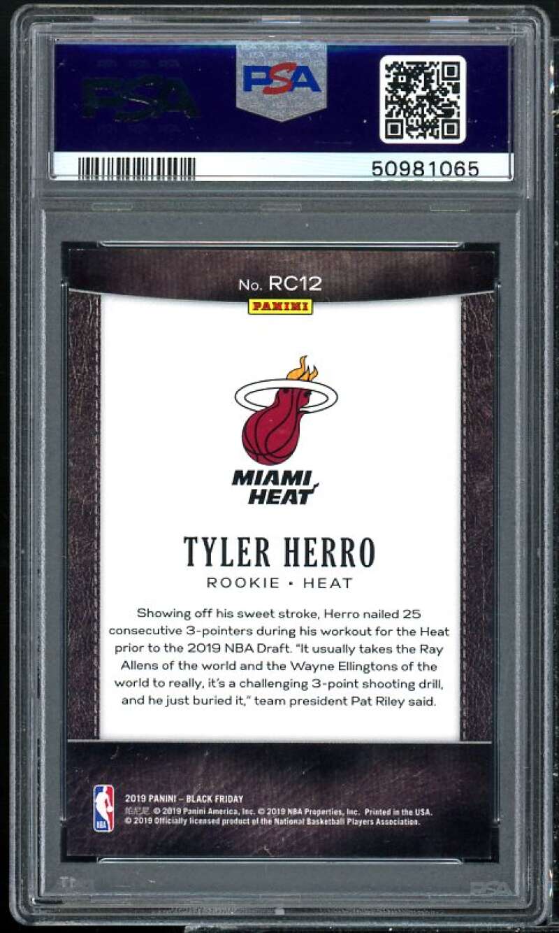 Tyler Herro Rookie Card 2019-20 Panini Black Friday Swirlorama #rc12 PSA 8 Image 2