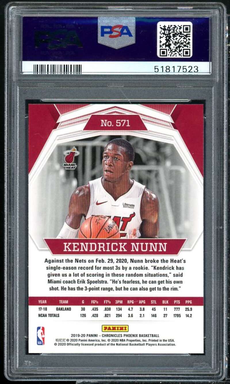 Kendrick Nunn Rookie Card 2019-20 Panini Chronicles #571 PSA 9 Image 2