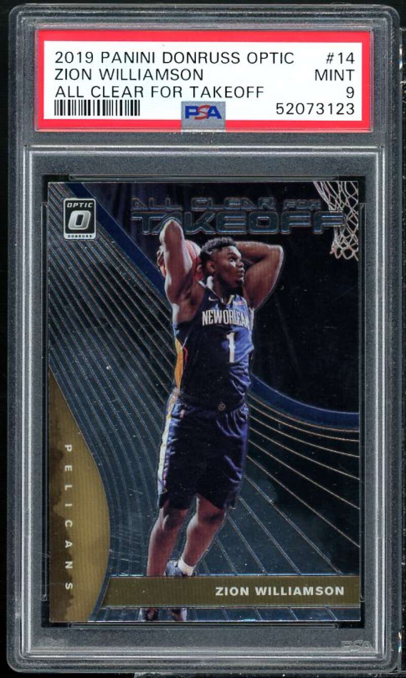 Zion Williamson Rookie 2019-20 Panini Donruss Optic All Clear Takeoff #14 PSA 9 Image 1