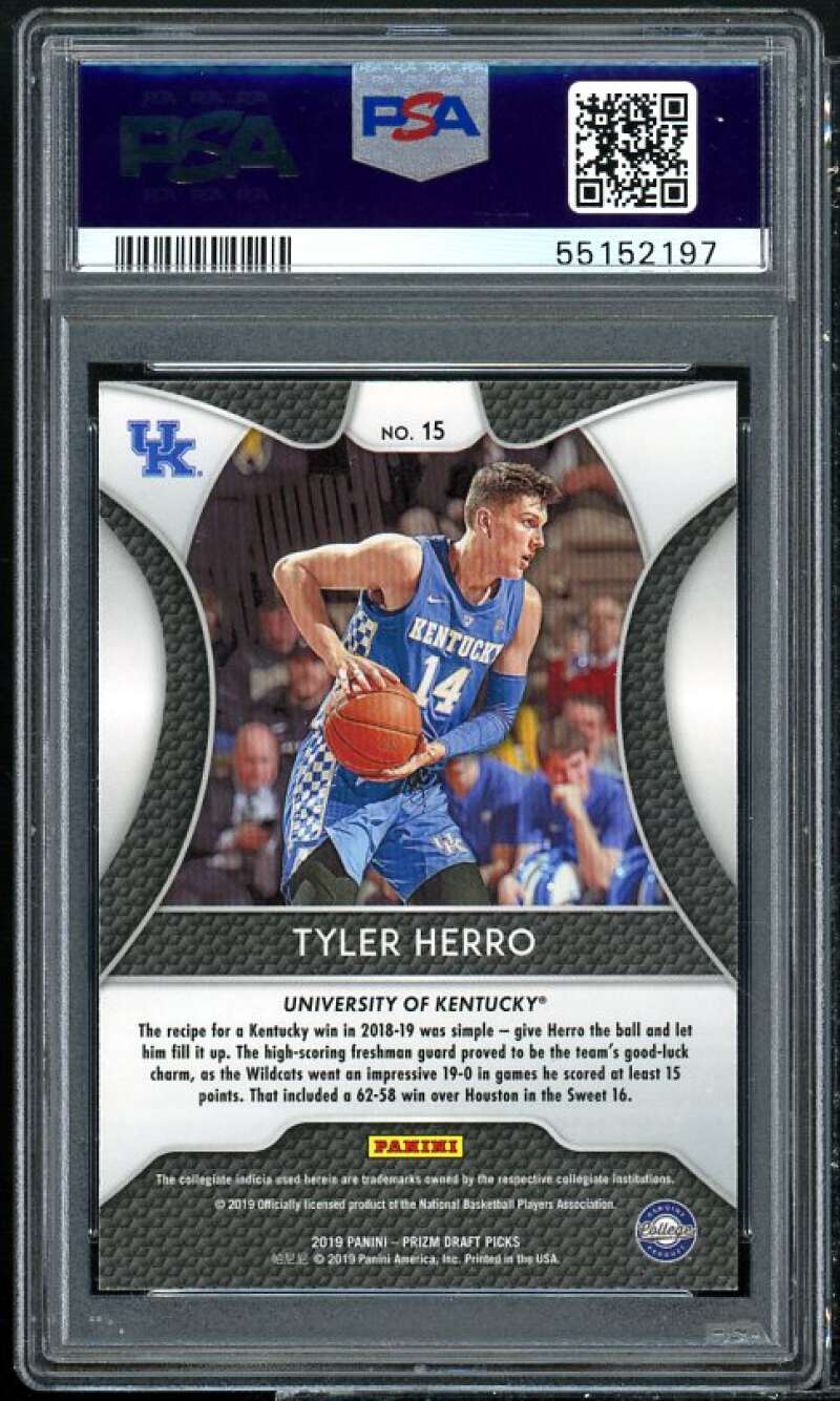 Tyler Herro Rookie Card 2019-20 Panini Prizm Draft Picks #15 PSA 9 Image 2