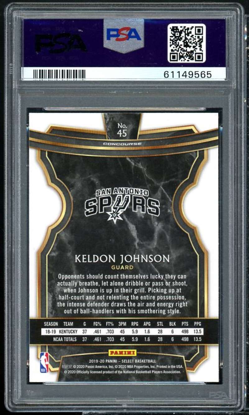 Keldon Johnson Rookie Card 2019-20 Panini Select #45 PSA 9 Image 2